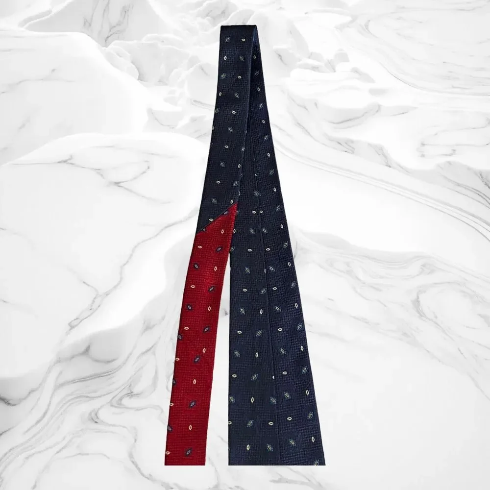Tommy Hilfiger Designer Men's Silk Blend 2 Tone Tie ~ Navy Blue / Red 100% Silk